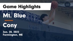 Mt. Blue  vs Cony  Game Highlights - Jan. 28, 2022