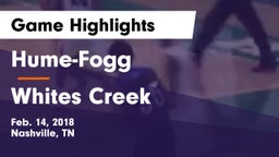 Hume-Fogg  vs Whites Creek  Game Highlights - Feb. 14, 2018