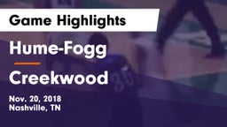 Hume-Fogg  vs Creekwood  Game Highlights - Nov. 20, 2018