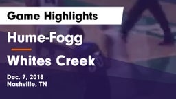 Hume-Fogg  vs Whites Creek  Game Highlights - Dec. 7, 2018