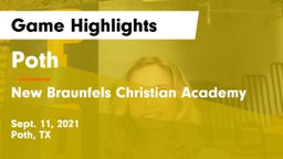 Poth  vs New Braunfels Christian Academy Game Highlights - Sept. 11, 2021