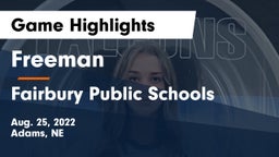 Freeman  vs Fairbury Public Schools Game Highlights - Aug. 25, 2022