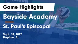 Bayside Academy  vs St. Paul's Episcopal  Game Highlights - Sept. 10, 2022