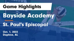 Bayside Academy  vs St. Paul's Episcopal  Game Highlights - Oct. 1, 2022
