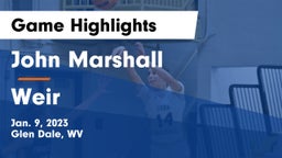 John Marshall  vs Weir  Game Highlights - Jan. 9, 2023