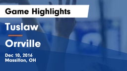 Tuslaw  vs Orrville  Game Highlights - Dec 10, 2016