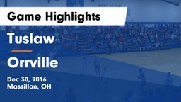 Tuslaw  vs Orrville  Game Highlights - Dec 30, 2016