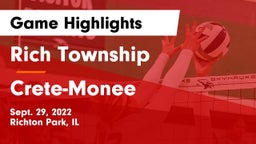Rich Township  vs Crete-Monee  Game Highlights - Sept. 29, 2022