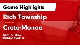 Rich Township  vs Crete-Monee  Game Highlights - Sept. 5, 2023