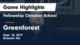 Fellowship Christian School vs Greenforest Game Highlights - Sept. 10, 2019