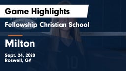 Fellowship Christian School vs Milton  Game Highlights - Sept. 24, 2020
