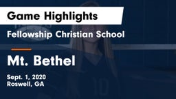 Fellowship Christian School vs Mt. Bethel Game Highlights - Sept. 1, 2020