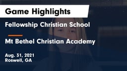 Fellowship Christian School vs Mt Bethel Christian Academy Game Highlights - Aug. 31, 2021