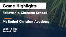 Fellowship Christian School vs Mt Bethel Christian Academy Game Highlights - Sept. 18, 2021