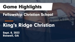 Fellowship Christian School vs King's Ridge Christian  Game Highlights - Sept. 8, 2022