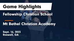 Fellowship Christian School vs Mt Bethel Christian Academy Game Highlights - Sept. 16, 2023