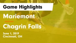 Mariemont  vs Chagrin Falls  Game Highlights - June 1, 2019