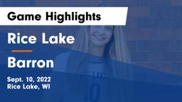 Rice Lake  vs Barron  Game Highlights - Sept. 10, 2022