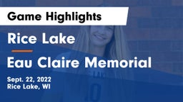 Rice Lake  vs Eau Claire Memorial  Game Highlights - Sept. 22, 2022