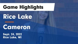 Rice Lake  vs Cameron  Game Highlights - Sept. 24, 2022