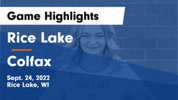 Rice Lake  vs Colfax  Game Highlights - Sept. 24, 2022