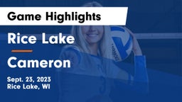 Rice Lake  vs Cameron  Game Highlights - Sept. 23, 2023