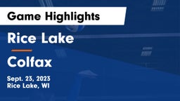 Rice Lake  vs Colfax  Game Highlights - Sept. 23, 2023