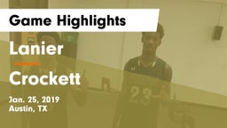 Lanier  vs Crockett  Game Highlights - Jan. 25, 2019