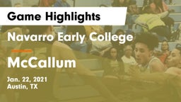 Navarro Early College  vs McCallum  Game Highlights - Jan. 22, 2021
