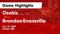 Osakis  vs Brandon-Evansville  Game Highlights - Jan. 24, 2020