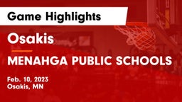 Osakis  vs MENAHGA PUBLIC SCHOOLS Game Highlights - Feb. 10, 2023
