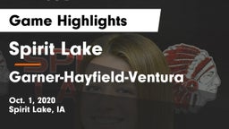 Spirit Lake  vs Garner-Hayfield-Ventura  Game Highlights - Oct. 1, 2020