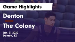 Denton  vs The Colony  Game Highlights - Jan. 3, 2020