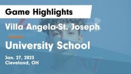 Villa Angela-St. Joseph  vs University School Game Highlights - Jan. 27, 2023