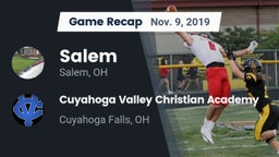 Recap: Salem  vs. Cuyahoga Valley Christian Academy  2019