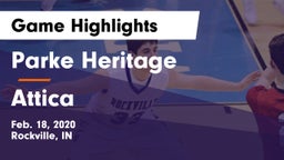 Parke Heritage  vs Attica  Game Highlights - Feb. 18, 2020
