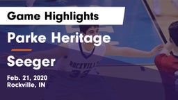 Parke Heritage  vs Seeger  Game Highlights - Feb. 21, 2020