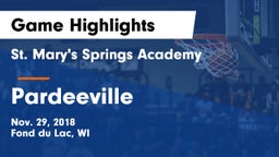 St. Mary's Springs Academy  vs Pardeeville Game Highlights - Nov. 29, 2018