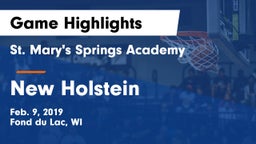 St. Mary's Springs Academy  vs New Holstein  Game Highlights - Feb. 9, 2019