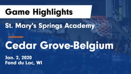 St. Mary's Springs Academy  vs Cedar Grove-Belgium  Game Highlights - Jan. 2, 2020