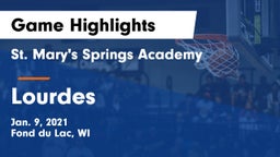 St. Mary's Springs Academy  vs Lourdes  Game Highlights - Jan. 9, 2021