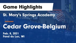 St. Mary's Springs Academy  vs Cedar Grove-Belgium  Game Highlights - Feb. 8, 2021