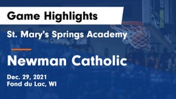 St. Mary's Springs Academy  vs Newman Catholic  Game Highlights - Dec. 29, 2021