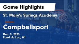 St. Mary's Springs Academy  vs Campbellsport  Game Highlights - Dec. 5, 2023