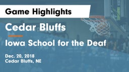 Cedar Bluffs  vs Iowa School for the Deaf Game Highlights - Dec. 20, 2018