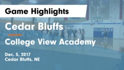 Cedar Bluffs  vs College View Academy  Game Highlights - Dec. 5, 2017