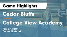 Cedar Bluffs  vs College View Academy Game Highlights - Jan. 27, 2018