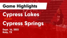Cypress Lakes  vs Cypress Springs  Game Highlights - Sept. 16, 2022