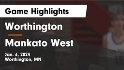 Worthington  vs Mankato West  Game Highlights - Jan. 6, 2024