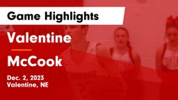 Valentine  vs McCook  Game Highlights - Dec. 2, 2023